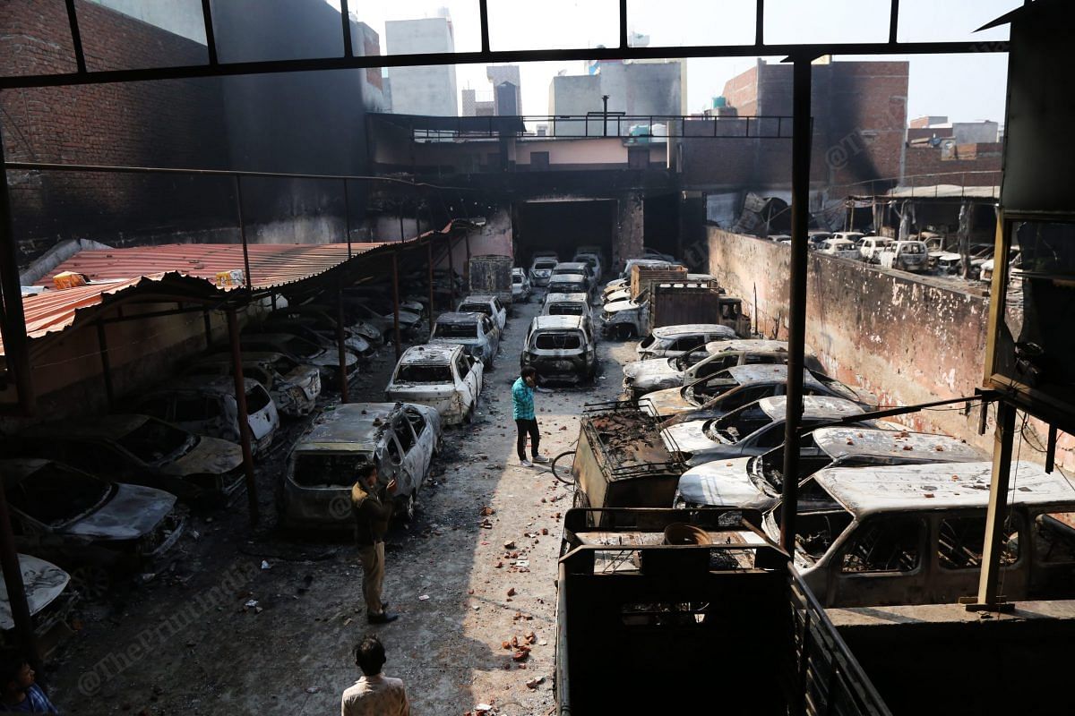 The car parking space that was burnt to ashes on 24 February 2020 | Photo: Manisha Mondal | ThePrint