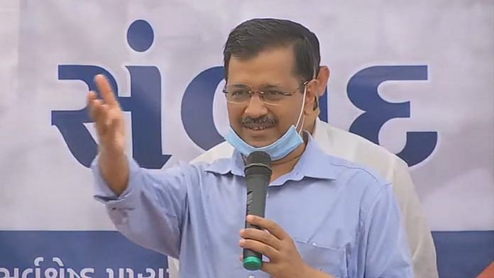 Delhi Chief Minister Arvind Kejriwal in Surat, on 26 February 2021