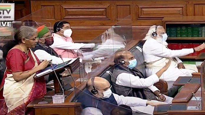 Finance Minister Nirmala Sitharaman presents the Union Budget 2021-22 in Lok Sabha in New Delhi, on 1 February 2021 | ANI Photo via LSTV Grab