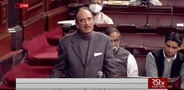 Congress MP Ghulam Nabi Azad during his farewell speech in the Rajya Sabha Tuesday | ANI
