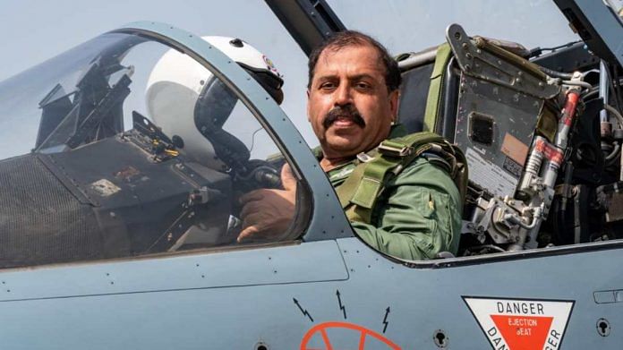 IAF chief Air Chief Marshal R.K.S Bhadauria on a Mirage 2000 aircraft | Source: IAF