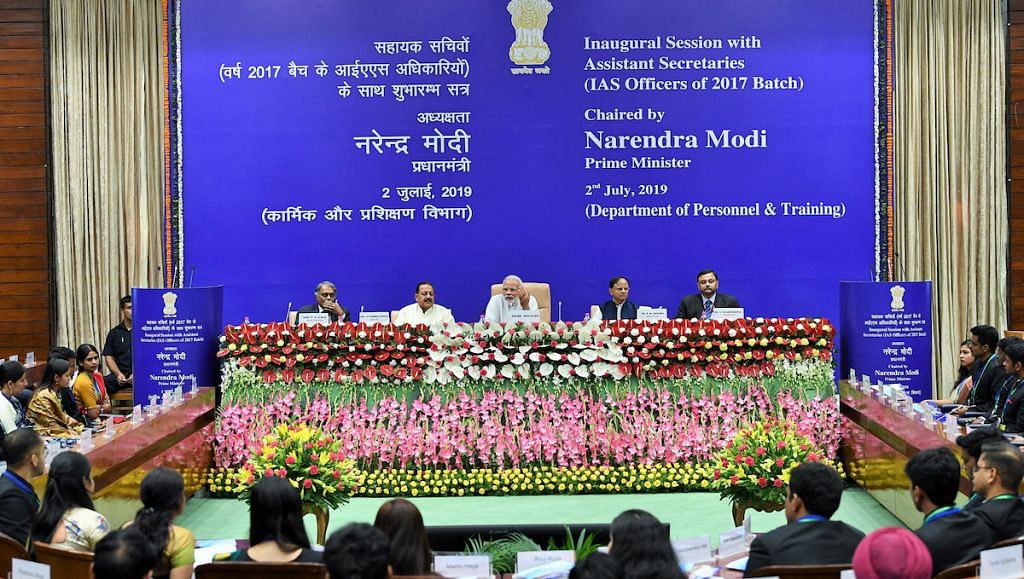 PM Narendra Modi addressing the Inaugural Session of Assistant Secretaries (IAS Officers of 2017 batch), in New Delhi, 2019 | PIB