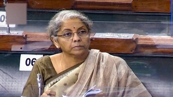Finance Minister Nirmala Sitharaman in the Lok Sabha during ongoing Budget Session of Parliament, in New Delhi, on 13 February 2021 | LSTV | PTI