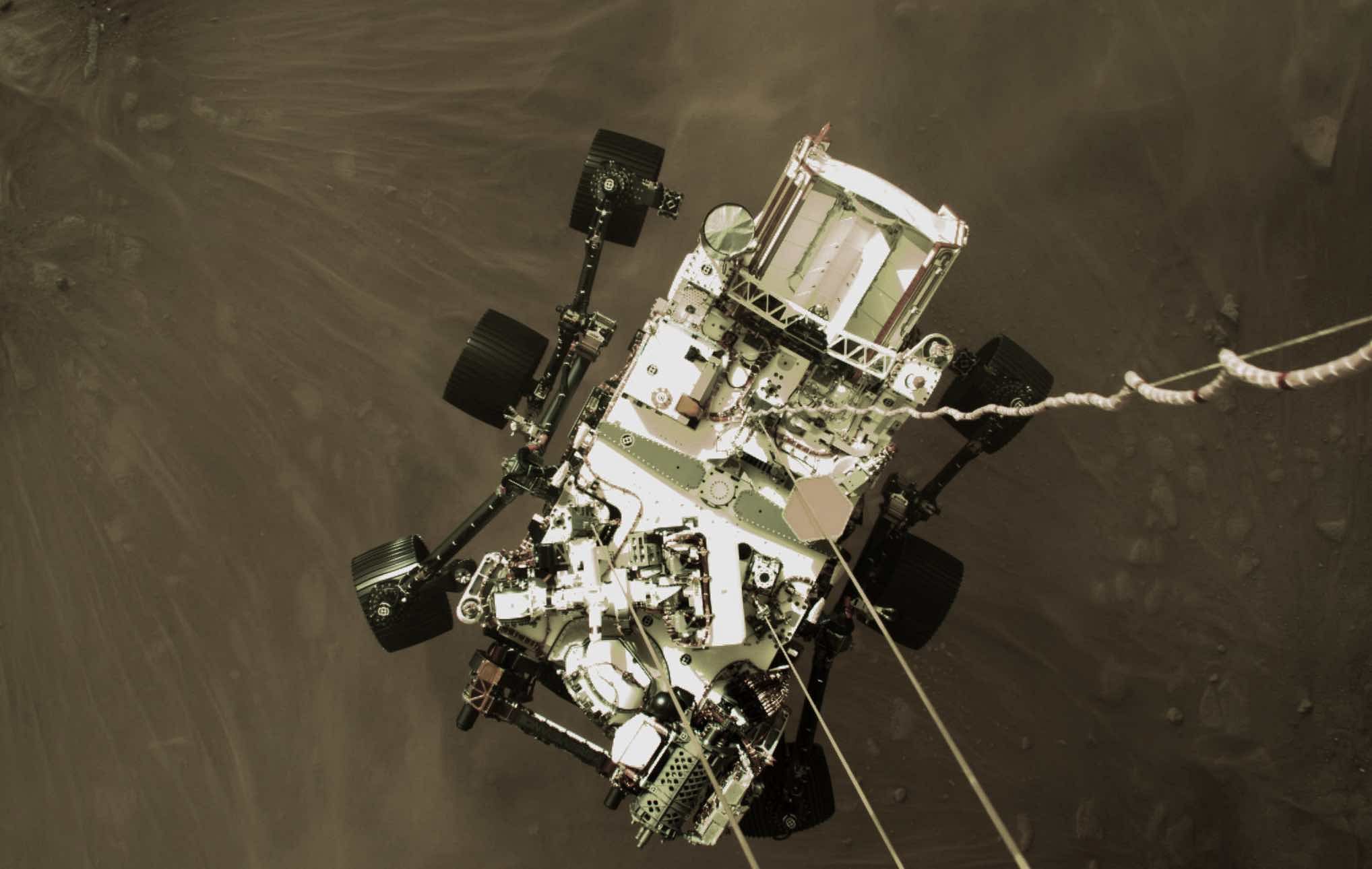 NASA's Perseverance rover just before it hit the surface of Mars| NASA/JPL-Caltech