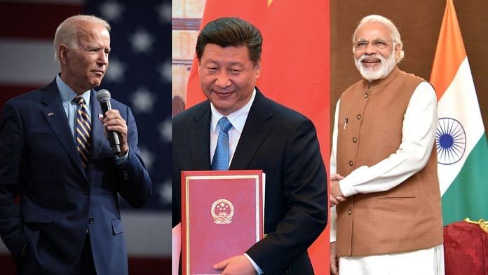 (L-R) Joe Biden, Xi Jinping, and Narendra Modi | ThePrint