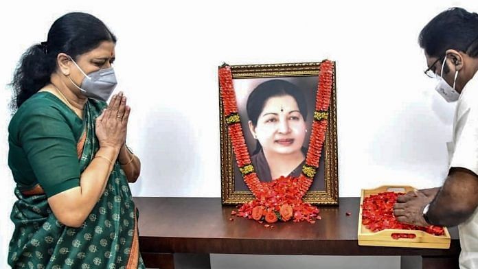 File photo of V.K. Sasikala (left) paying tributes to the late Tamil Nadu chief minister J Jayalalithaa | PTI