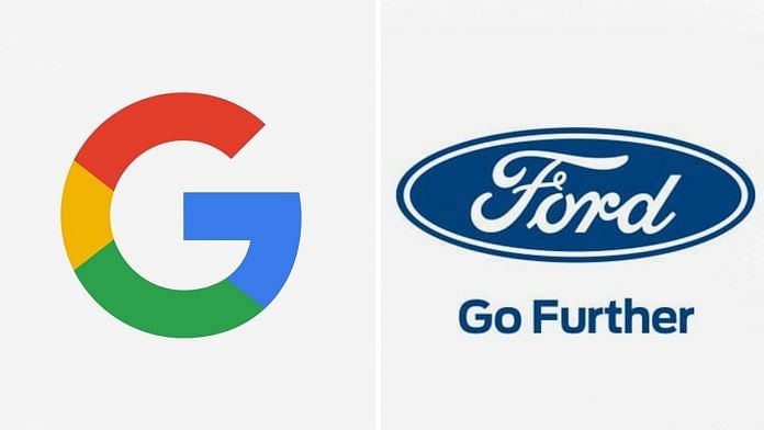 Logos of Google and Ford Motors
