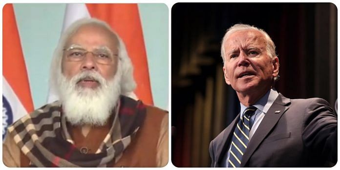 PM Narendra Modi (L) and US President Joe Biden (R)