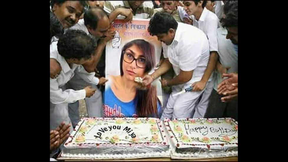 Congress Workers Did Not Feed Cake To Mia Khalifa Poster It S A 2007 Photo Morphed Shared Congress Workers Did Not Feed Cake To Mia Khalifa Poster It S A 2007 Photo Morphed Shared
