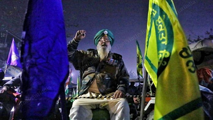 File photo | A protester at the Singhu border | Manisha Mondal/ThePrint