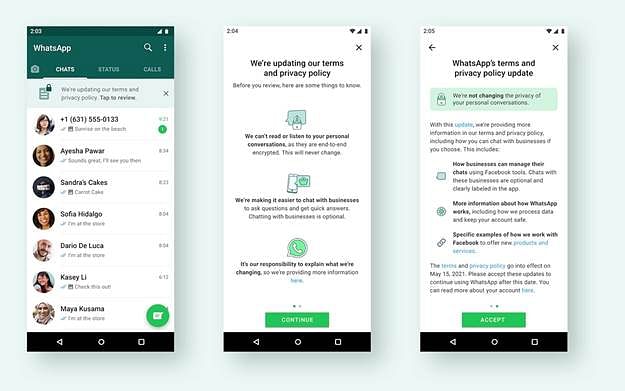 New in-app notifications about WhatsApp's privacy policy updates | Credits: WhatsApp