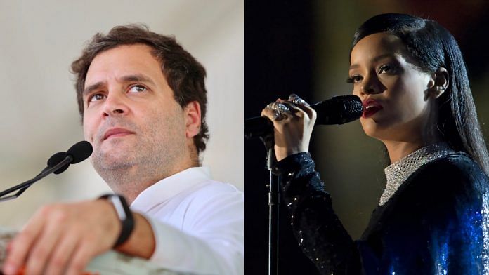 File photo of Rahul Gandhi and Rihanna | Commons