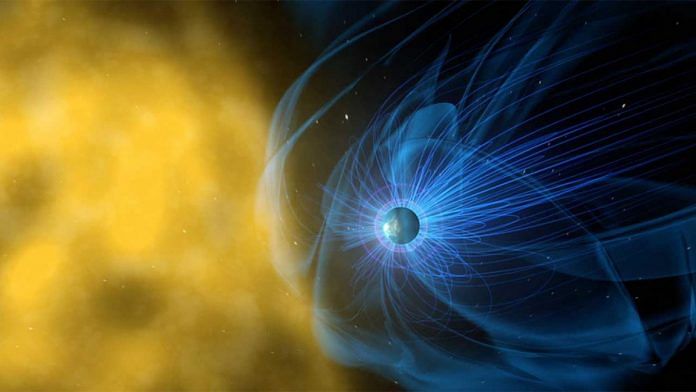 An artist's rendition of the Earth's magnetic field | NASA
