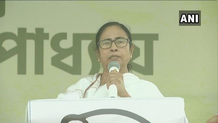 (File photo) CM Mamata Banerjee at a rally in Sahaganj , West Bengal on 24 February 2021 | Twitter/ ANI