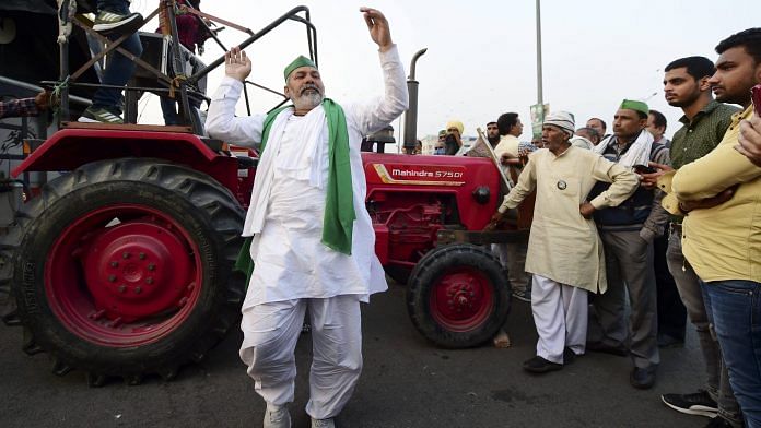 Bharatiya Kisan Union (BKU) spokesperson Rakesh Tikait at Ghazipur border during the ongoing farmers' agitation against the three farm laws, in New Delhi, Monday, Feb. 15, 2021. | PTI