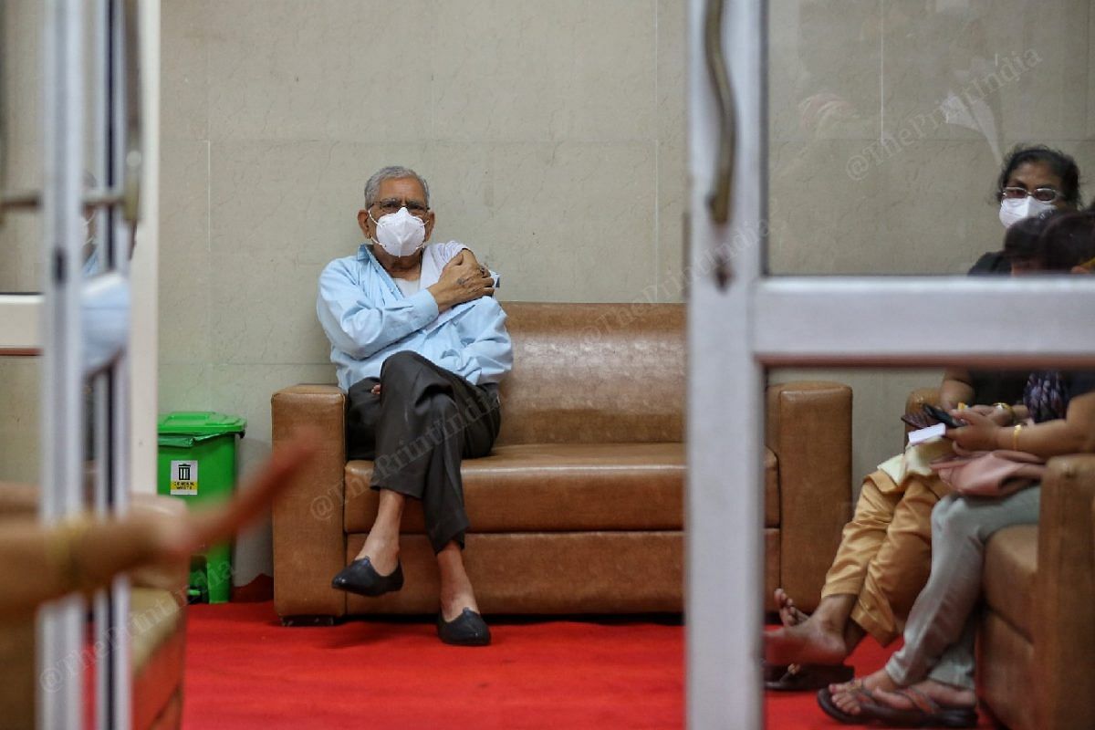 Inside the observation centre, a man waits | Photo: Suraj Singh Bisht | ThePrint