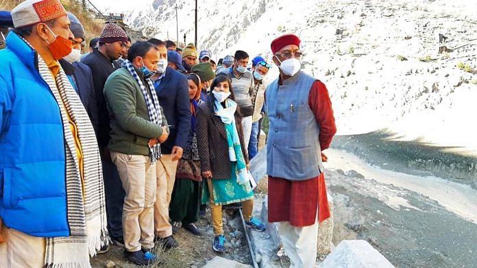 File image of Uttarakhand CM Trivendra Singh Rawat visiting the sites affected by last month's floods in the state | ANII