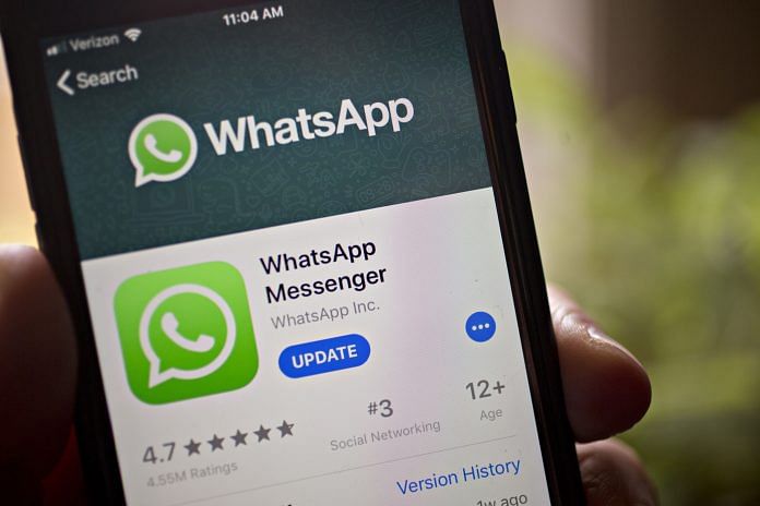 WhatsApp application on a phone