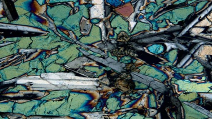 A microscopic cross-section of the newly discovered type of basalt | Credits: Exp. 351 Science Team