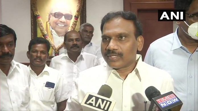 File photo of former Telecom Minister and DMK MP A Raja | Twitter/ANI
