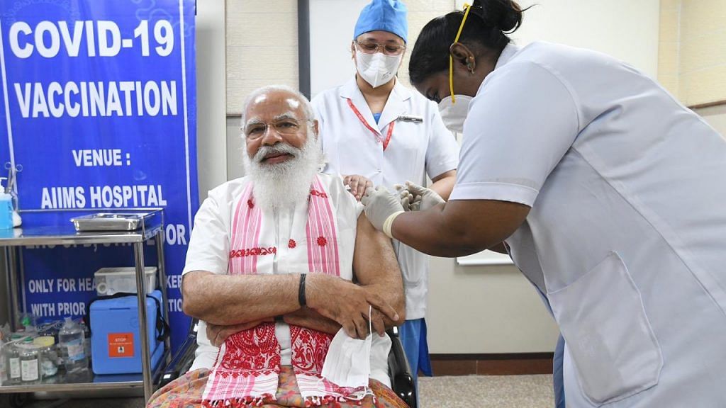 PM Modi registers first dose of Covid vaccine at AIIMS, New Delhi on 1 March 2021 | Twitter