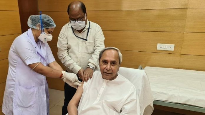 Odisha Chief Minister Naveen Patnaik takes his first dose of Covid vaccine on 1 March, 2021 | Twitter/ANI