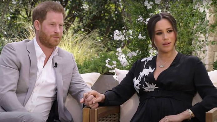 A screenshot of the teaser of the interview of Harry and Meghan with Oprah Winfrey | Youtube