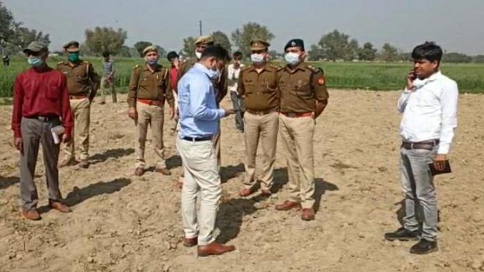 UP Police personnel at the site of the crime in Hathras | By special arrangement