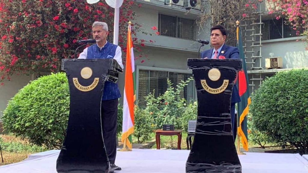 External Affairs Minister S. Jaishankar during a discussion with his Bangladeshi counterpart Dr A K Abdul Momen, in Dhaka on 4 March 2021 | ANI