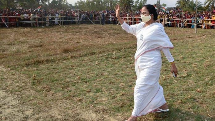 File photo of West Bengal Chief Minister Mamata Banerjee campaigning in Nandigram, on 9 March 2021