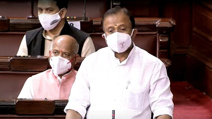 Union Minister V Muraleedharan during a Budget Session in New Delhi, on 9 March 2021 | ANI Photo