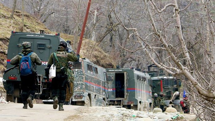 File photo of Indian Army personnel during an encounter with terrorists in Shopian, on 15 March 2021 | Photo: Amin War | ANI