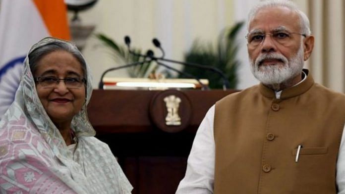 A file photo of Prime Minister Narendra Modi and his Bangladesh counterpart Sheikh Hasina | Photo: ANI