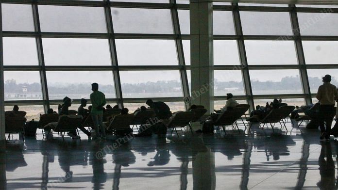 Representational image. | Passengers lounge before boarding a flight. | Photo: Praveen Jain | ThePrint