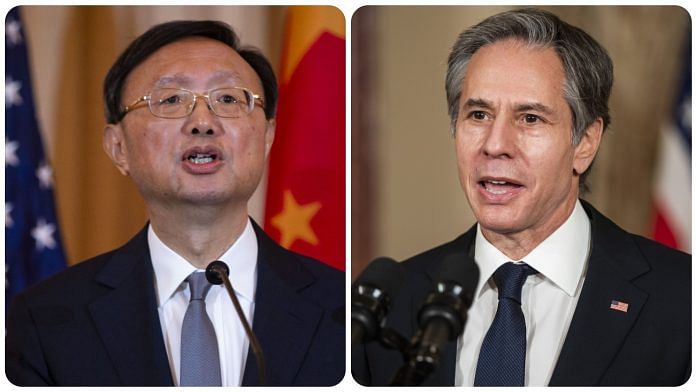 China's Politburo member Yang Jiechi (L) and US Secretary of State Antony Blinken | Bloomberg photo