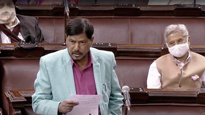 A file photo of Minister of State for Social Justice and Empowerment Ramdas Athawale. | Photo: ANI