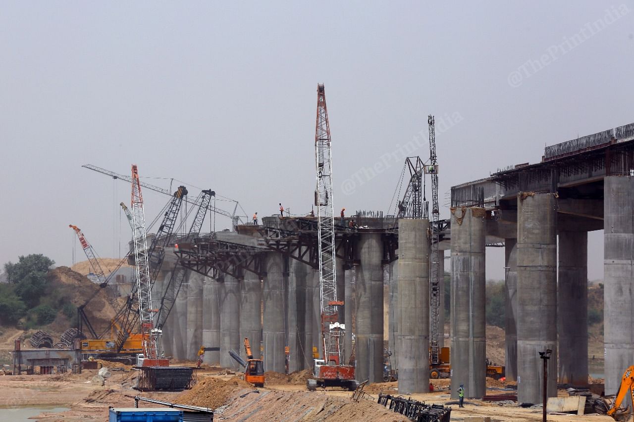 Construction ongoing on the Bundelkhand Expressway in Uttar Pradesh. | Photo: Suraj Singh Bisht/ThePrint 
