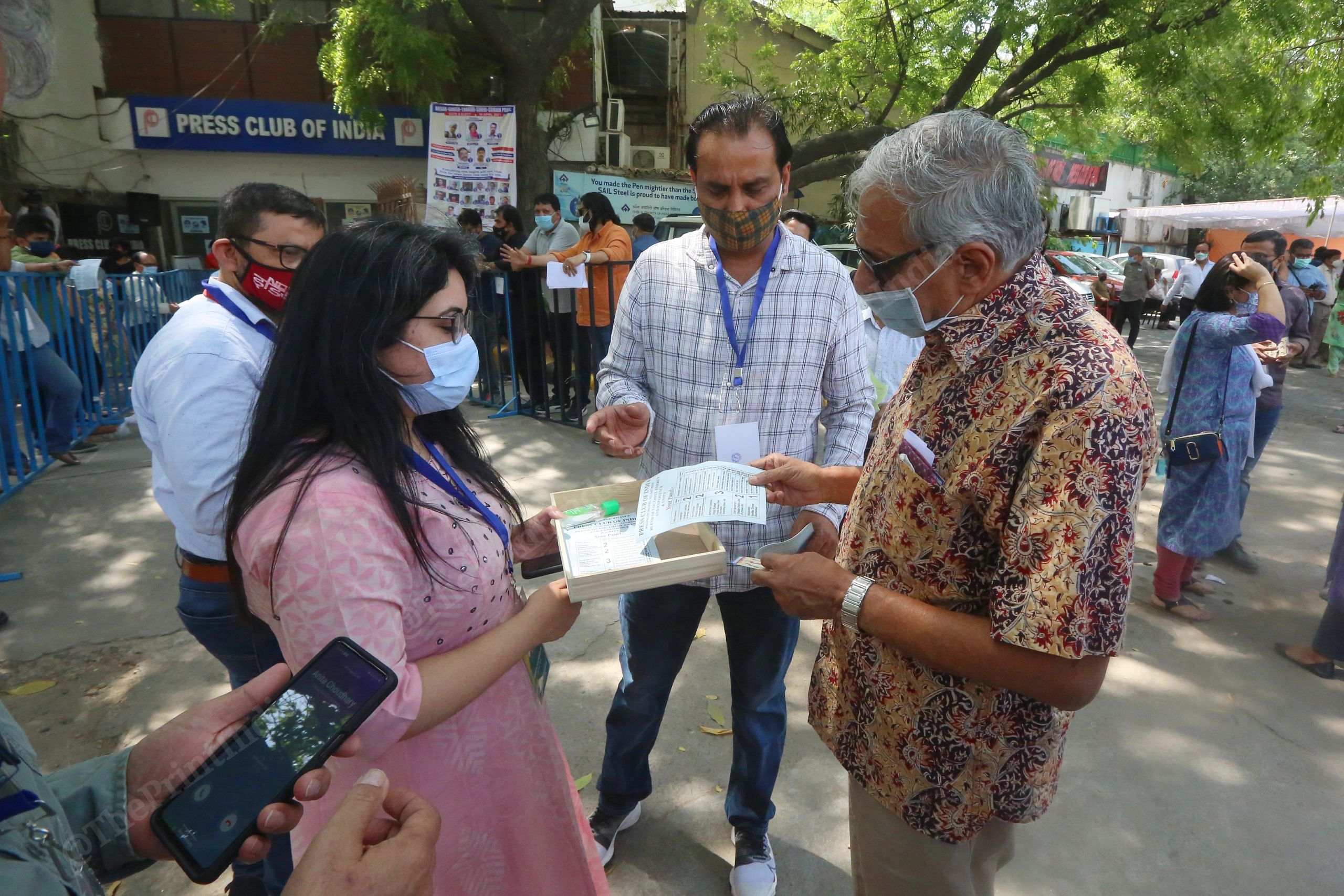 President Anand Sahay outside the Press Club of India | Photo: Praveen Jain | ThePrint
