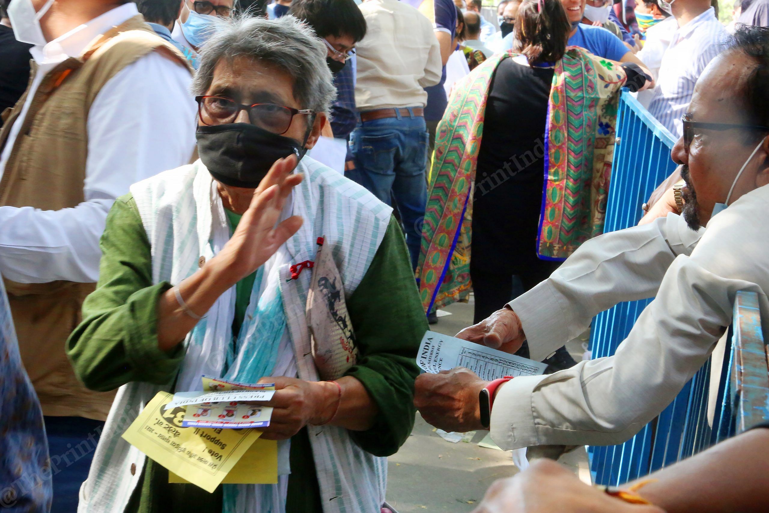 Senior journalists arrive to cast their vote | Photo: Praveen Jain | ThePrint