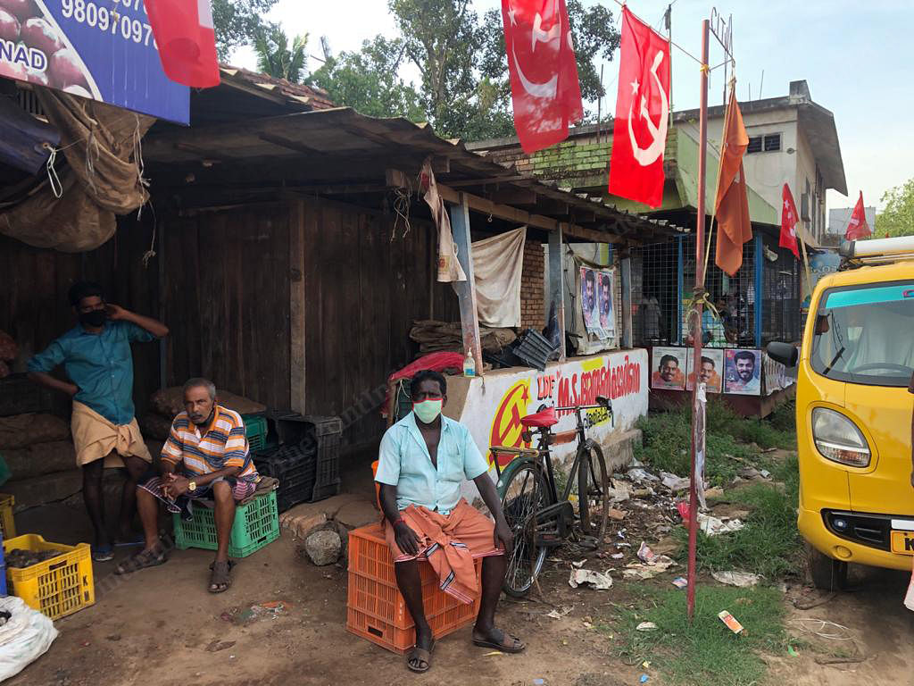 CPM party flags in Choonadu village in central Kerala | Photo: Jyoti Malhotra | ThePrint 