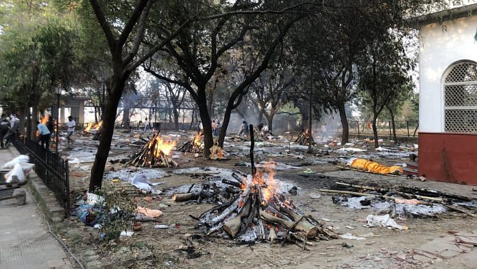 Funeral pyres at Mukti Dham crematorium in Lucknow | Photo: Jyoti Yadav | ThePrint