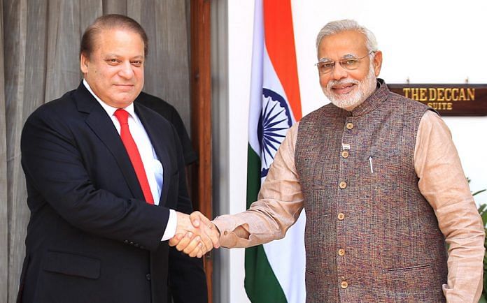 Former Pakistan PM Nawaz Sharif with PM Narendra Modi in New Delhi in 2014 | Flickr