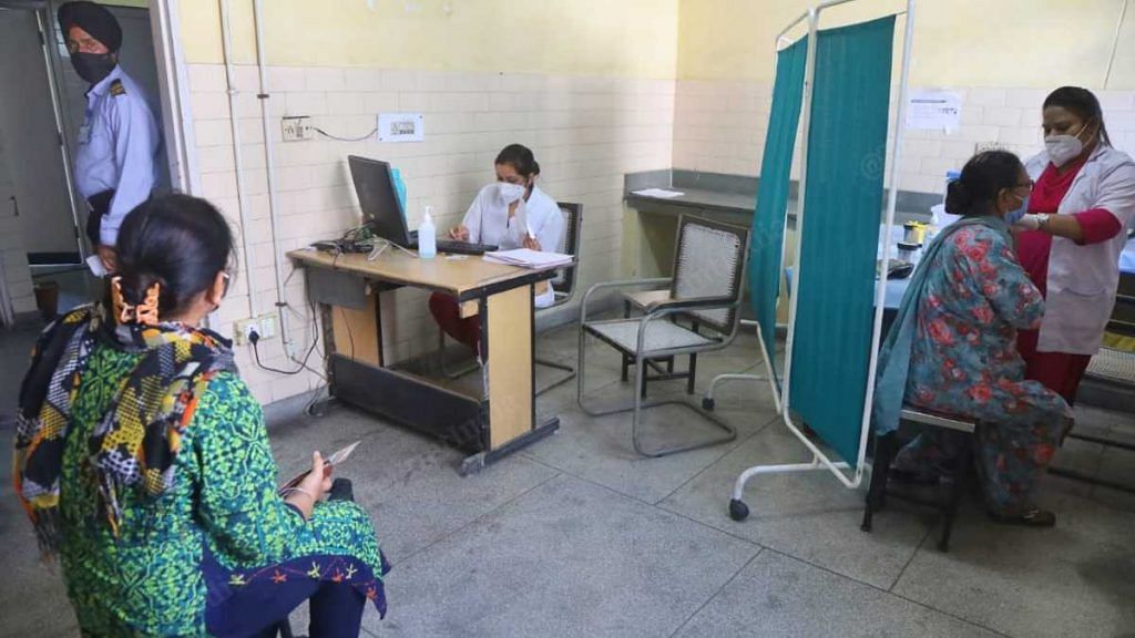 People get vaccinated in Punjab's Ludhiana district after Centre opens up Covid inoculation to all citizens above the age 45 on 1 April 2021 | Manisha Mondal | ThePrint