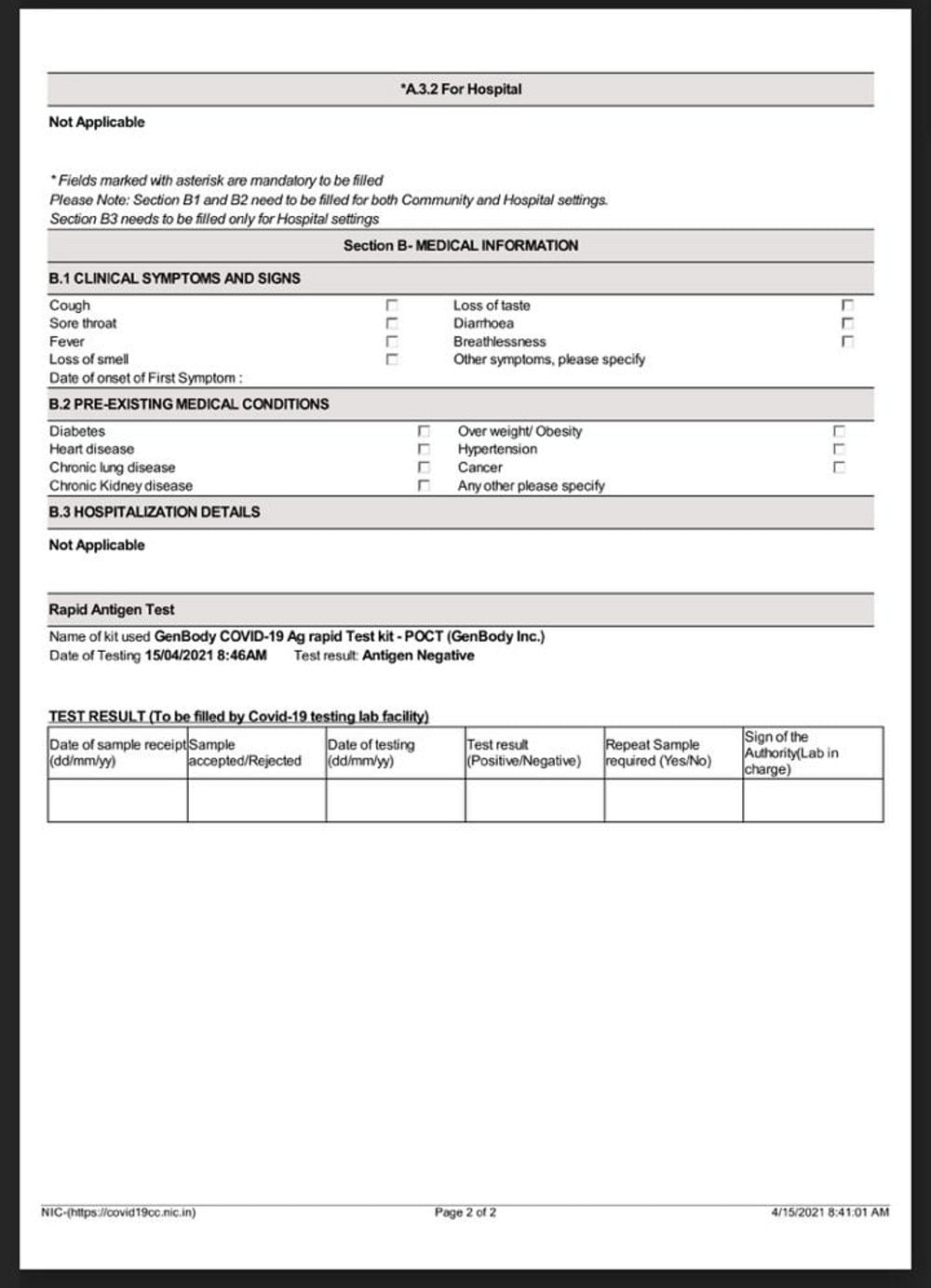 Testing negative without even giving a sample: What happened when Regarding Dr Test Report Template