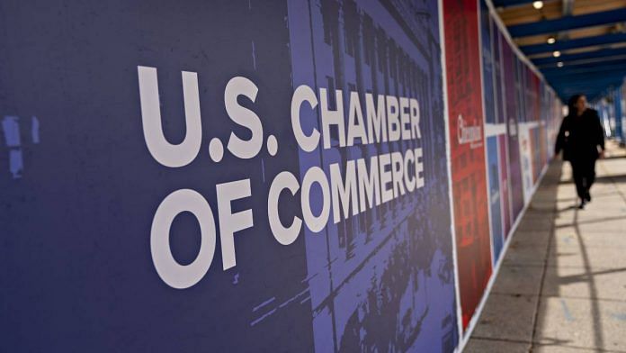 US Chamber of Commerce seal is displayed during restoration at the headquarters in Washington, D.C. | Andrew Harrer | Bloomberg