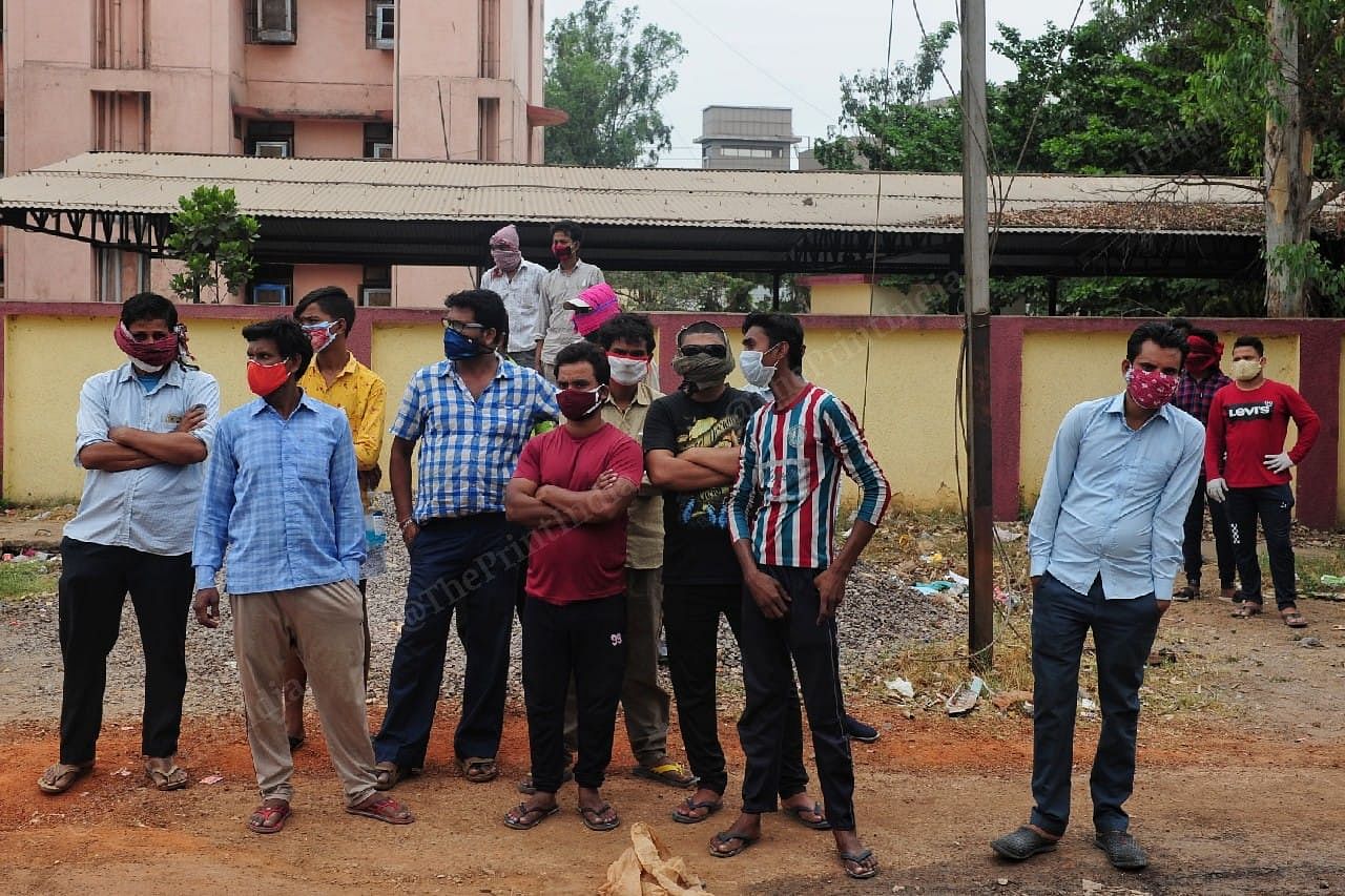 Family Members waiting outside the mortuary for the body of their relatives in Raipur | Photo: Suraj Singh Bisht | ThePrint