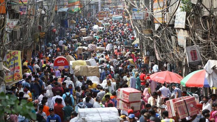 Crowds at Delhi's Sadar Bazar in the run-up to Holi in March 2021 | Suraj Singh Bisht | ThePrint