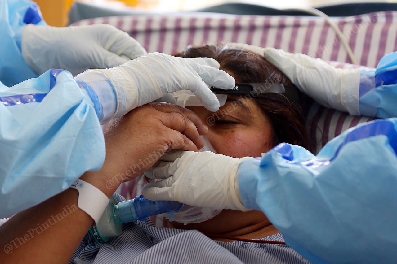 A patient under treatment at Ramakrishna Hospital | Photo: Suraj Singh Bisht | ThePrint