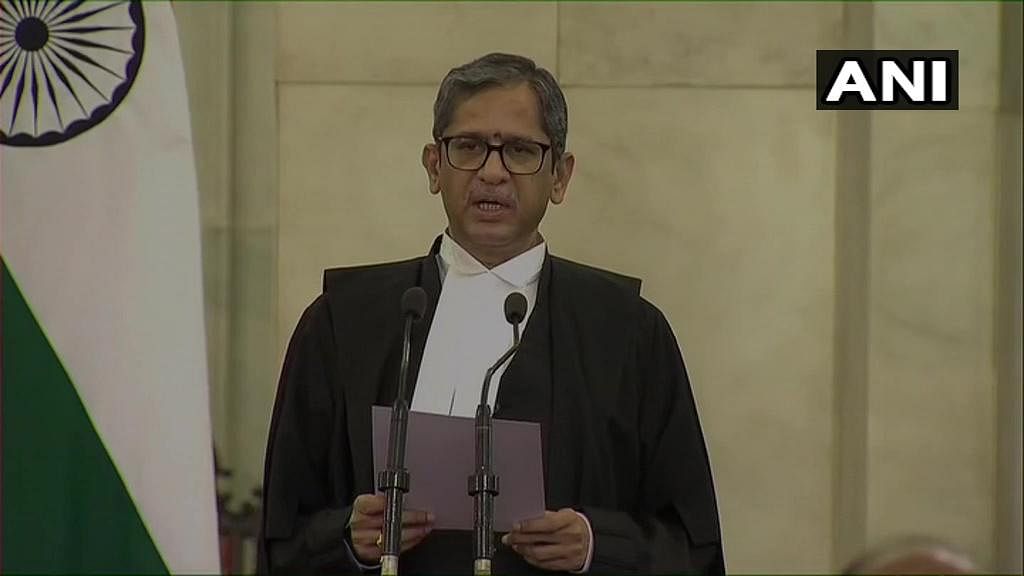 Justice N.V. Ramana took oath as the country’s 48th Chief Justice of India Saturday | ANI