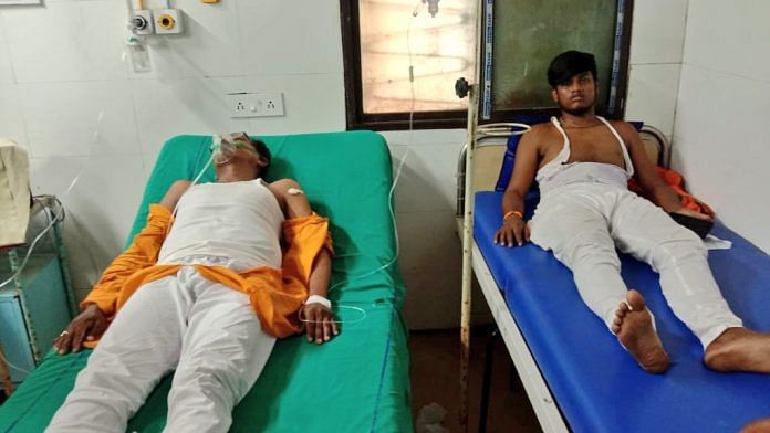 BJP candidate Dipak Halder and associates in the hospital in Baruipur after being attacked. | @manikroy4bjp | Twitter